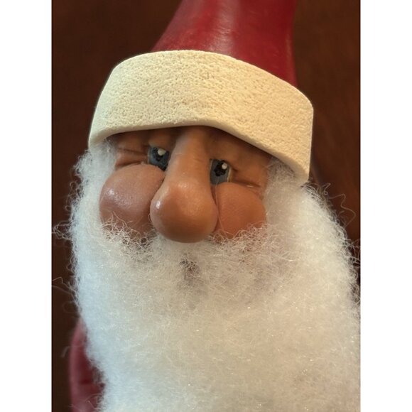 Vintage Polymer Clay Whimsical Santa Claus Ornament Holding Vase 6” Signed 1988 - Picture 2 of 7